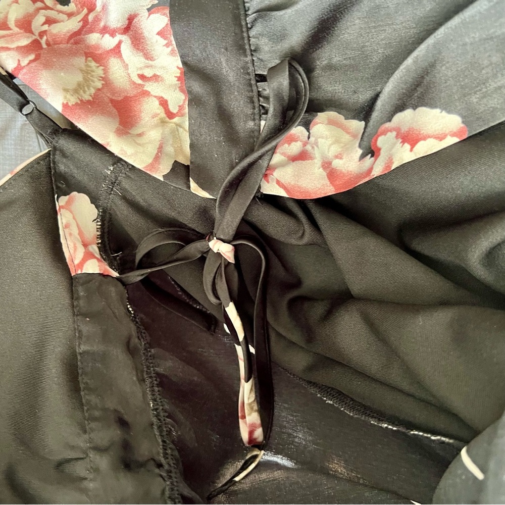 Urban Outfitters Black Floral Pink High Low Wrap Dress, Size XS - Picture 7 of 9